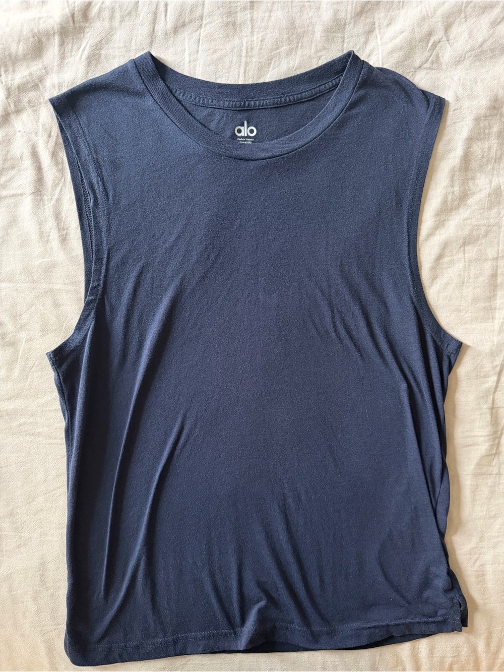 Alo Yoga Men's Triumph Muscle Tank Top Dark Navy Blue Medium M